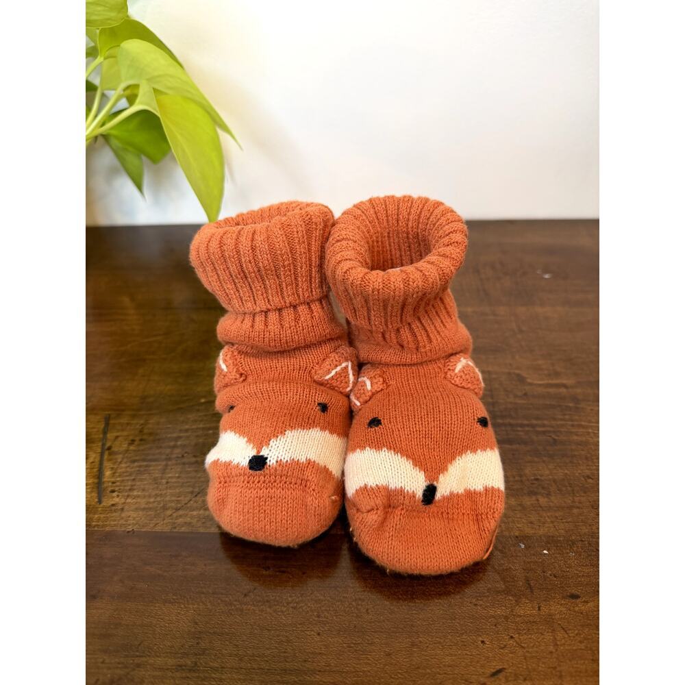 Fox Slipper Socks Cozy Knit Fleece Lined Non Slip House Shoes Cute Orange